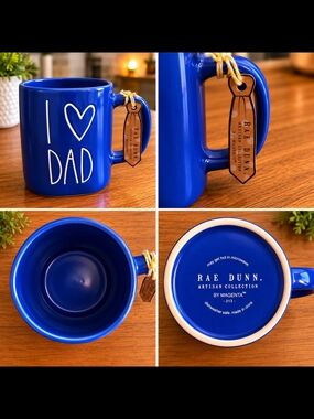 Rae Dunn Blue "I ♥ DAD" Ceramic Mug with Tag